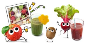 Grüner & roter Smoothie beim frechen Obst & Gemüse - gesunde Snacks für Kinder