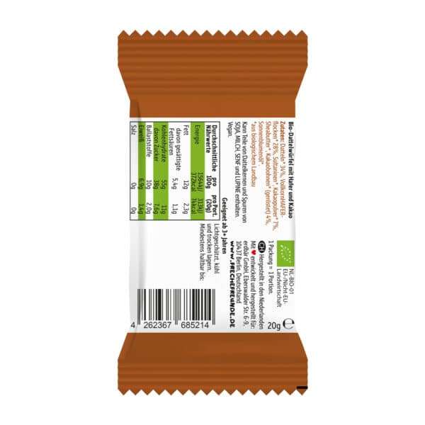 Freche Freunde Kakaowürfel Rückseite mit Produktinfos