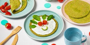 Kochen mit Kindern Rezept: Spinat Pfannkuchen Gesicht
