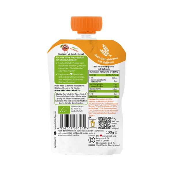Quetschie-Pfirsich-Apfel-Banane-Hafer-Rückseite