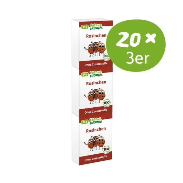 Freche Freunde Freche Rosinchen Vorratspackung mit 20 × 3 Päckchen.