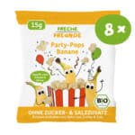 Freche Freunde Bio Party-Pops Banane 8x15g, Ohne Zucker- & Salzzusatz. Zutaten enthalten von Natur aus Zucker & Salz