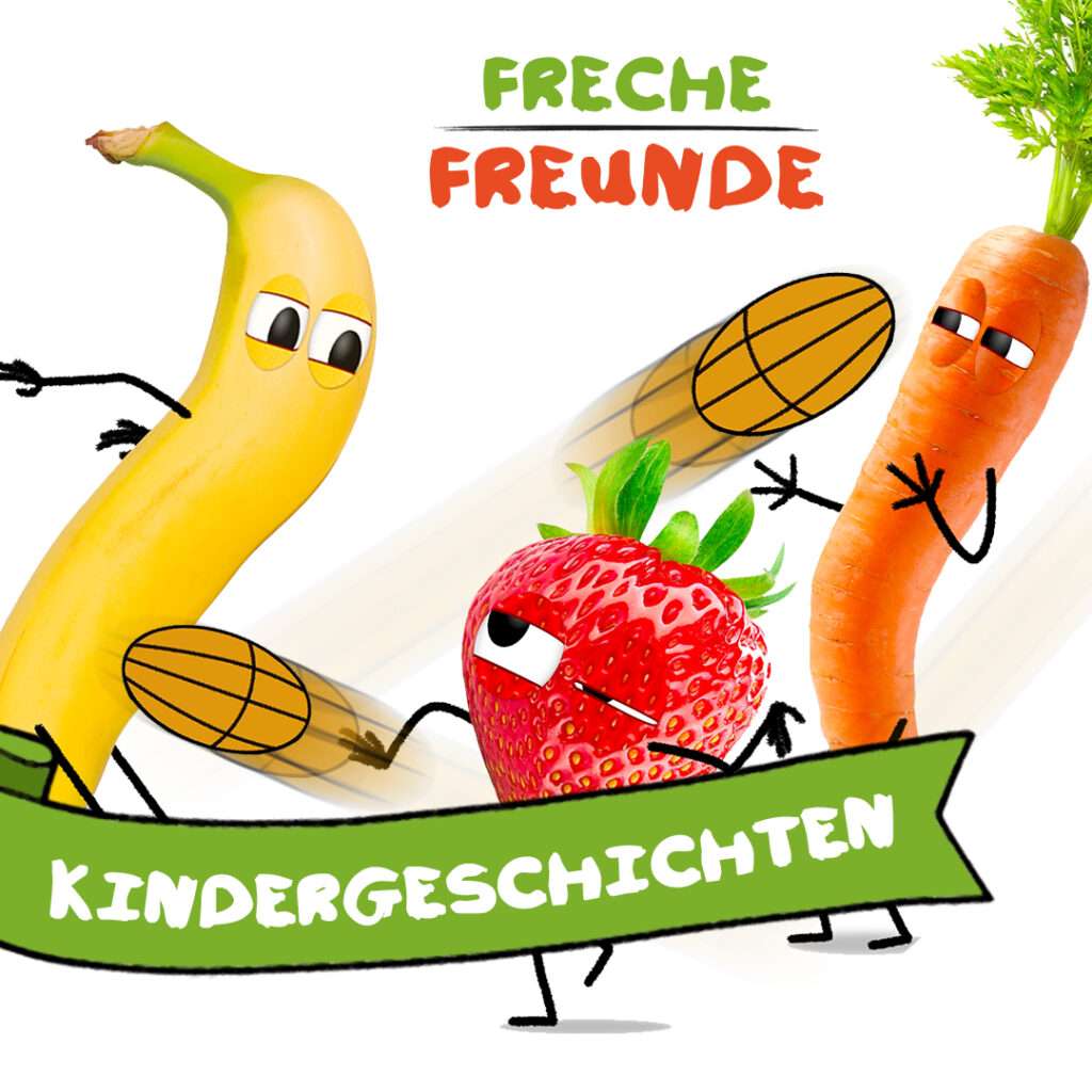 Freche Freunde Kindergeschichten - Bob Banane, Edda Erdbeere, Karl Karotte bekommen herumfliegende Basketballbälle ab