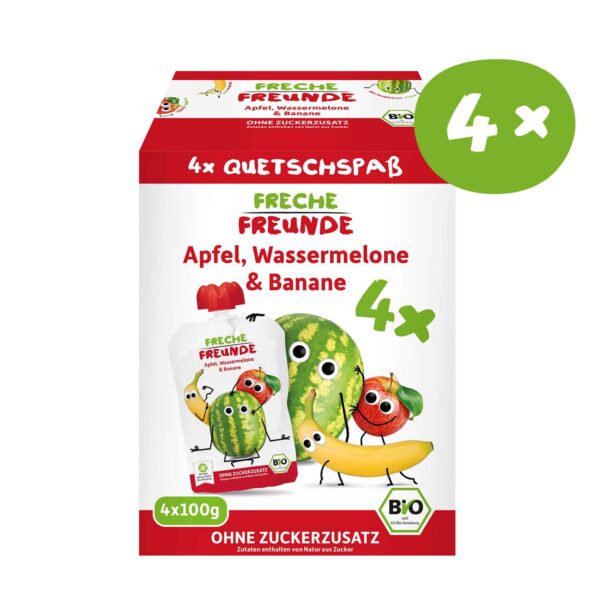 Quetschbeutel_Multipack_4er_Apfel, Wassermelone _ Banane_#522684-4x