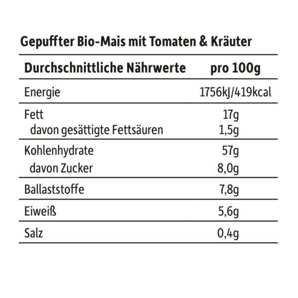 Nährwerttabelle der Freche Freunde Kids Knusper Kringel Pizza Style