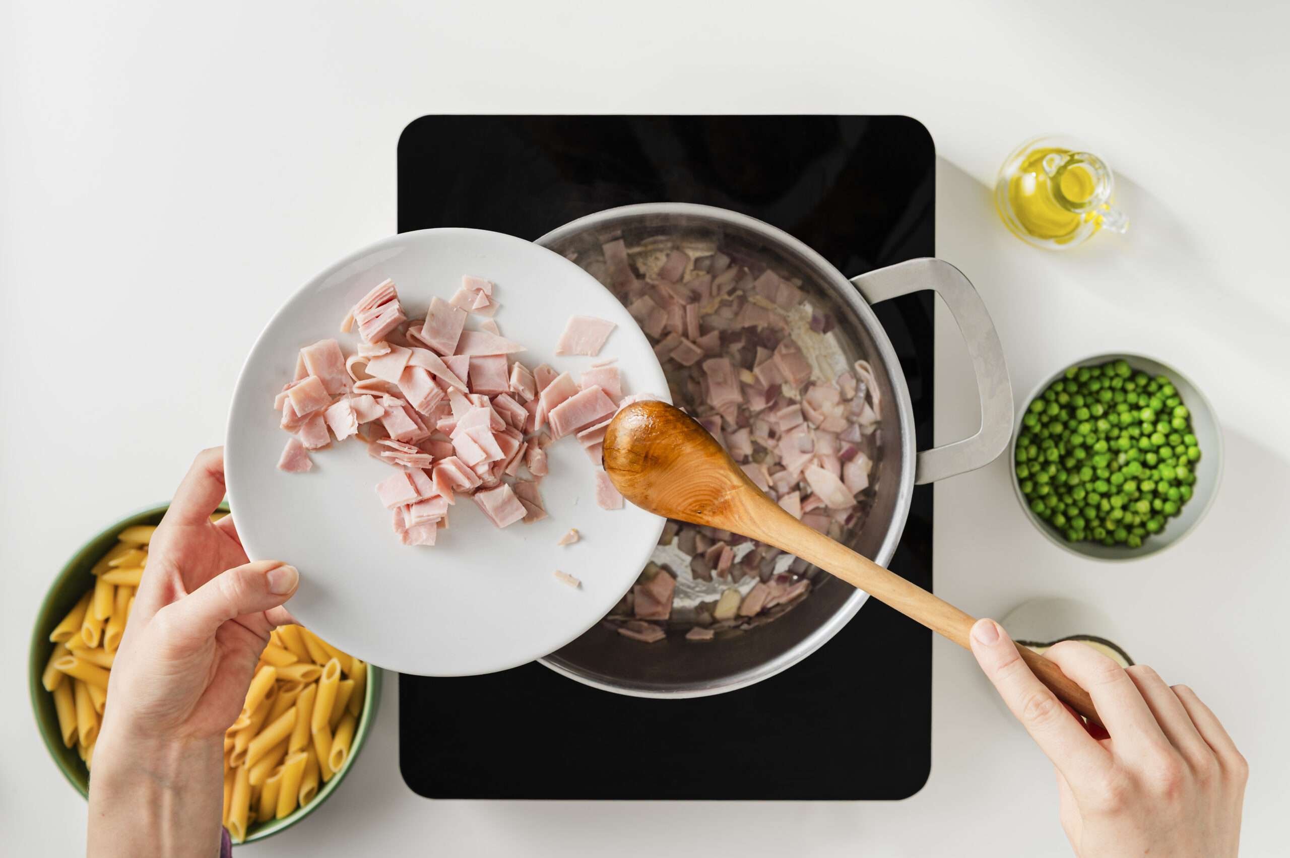 Spinat-Pasta-mit-Schinken-Rezept-Schritt-4