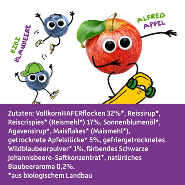 Zutaten Freche Freunde Bio Crispy Riegel Apfel & Blaubeere