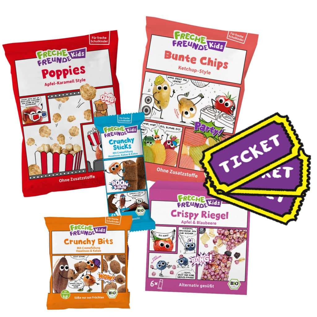 Abbildung vom Gewinn zum Gewinnspiel-Woodwalkers 2: 3 Kinotickets + Freche Freunde Kids Produkte