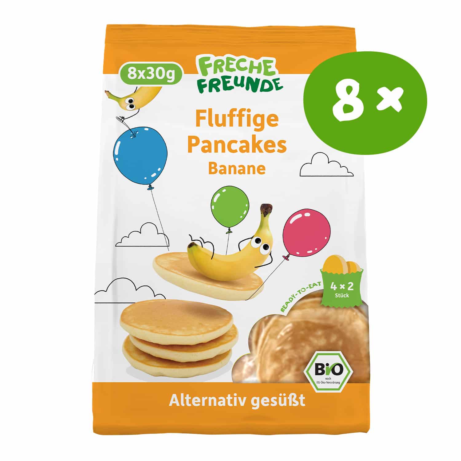 Freche Freunde Verpackung: Fluffige Pancakes Banane 8er Pack