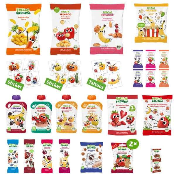 Bio Adventskalender für Kinder von Freche Freunde, Abbildung des Inhalts.