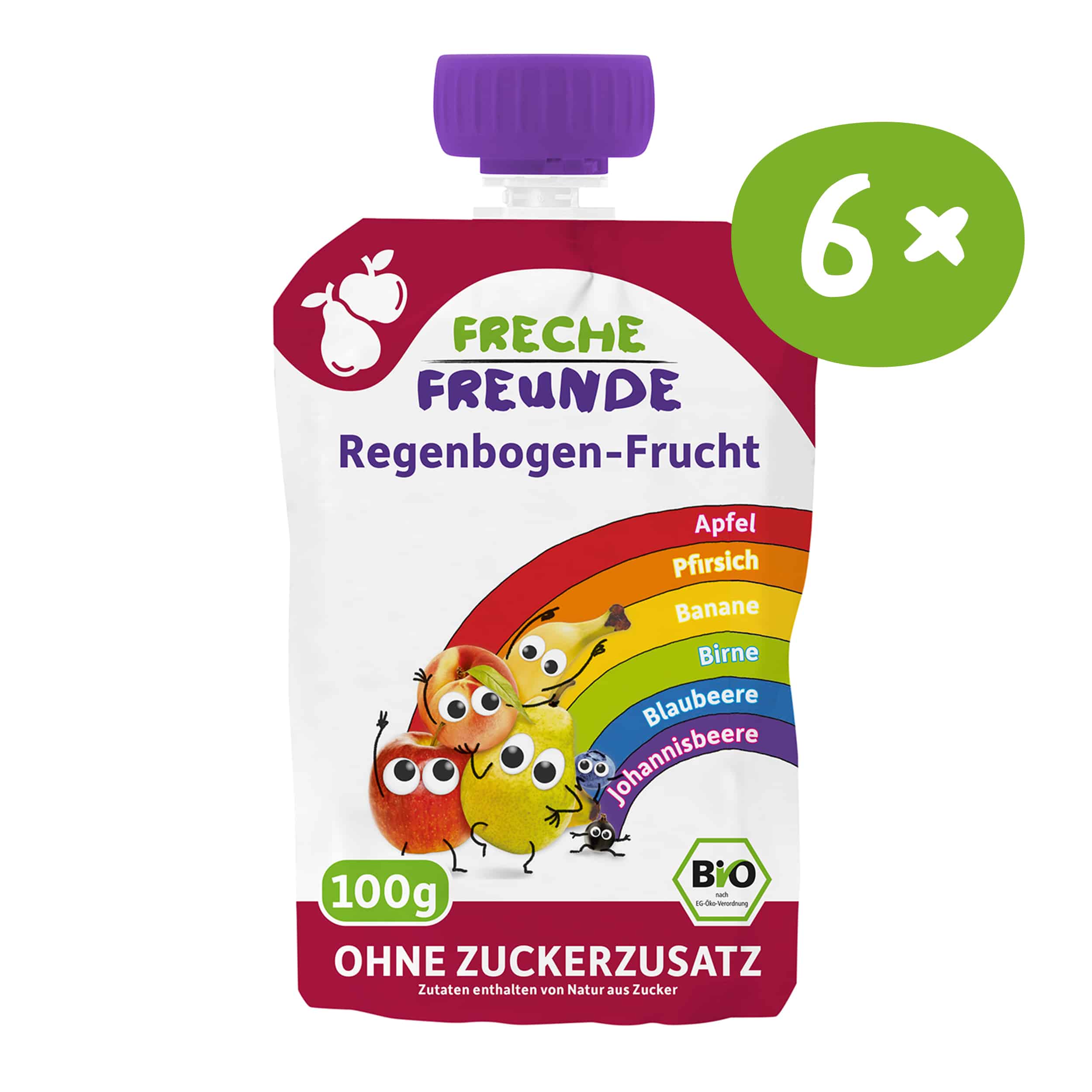 freche-freunde-Quetschie_Regenbogen-Apfel_Blaubeere_Johannisbeere_Pfirsich_Birne_Banane_Front