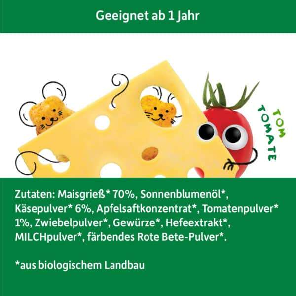 Zutatenliste Freche Freunde Mini Knusper Mäuse Käse-Tomate.