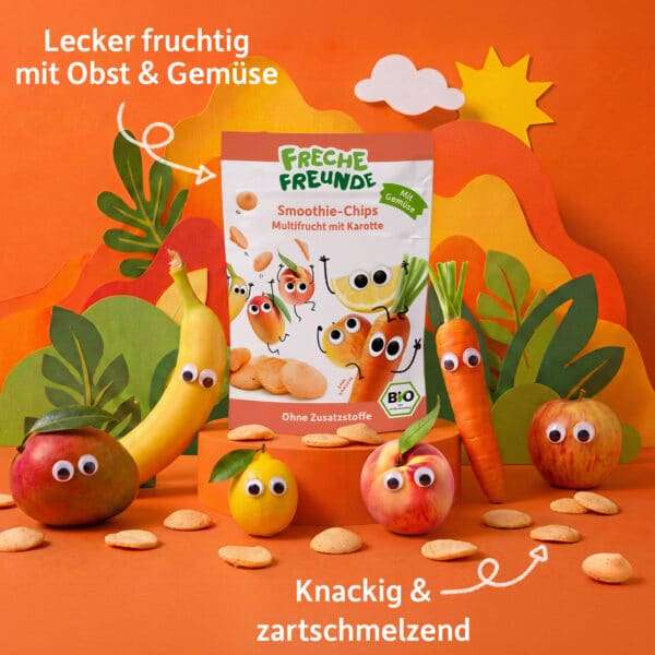 Freche Freunde Smoothie Chips Multifrucht mit Karotte Mood mit Produktvorteilen